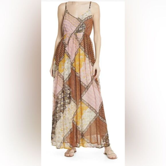 RAGA Dresses & Skirts - NWT RAGA Jenya Brown Boho Patchwork Maxi Dress Size Small